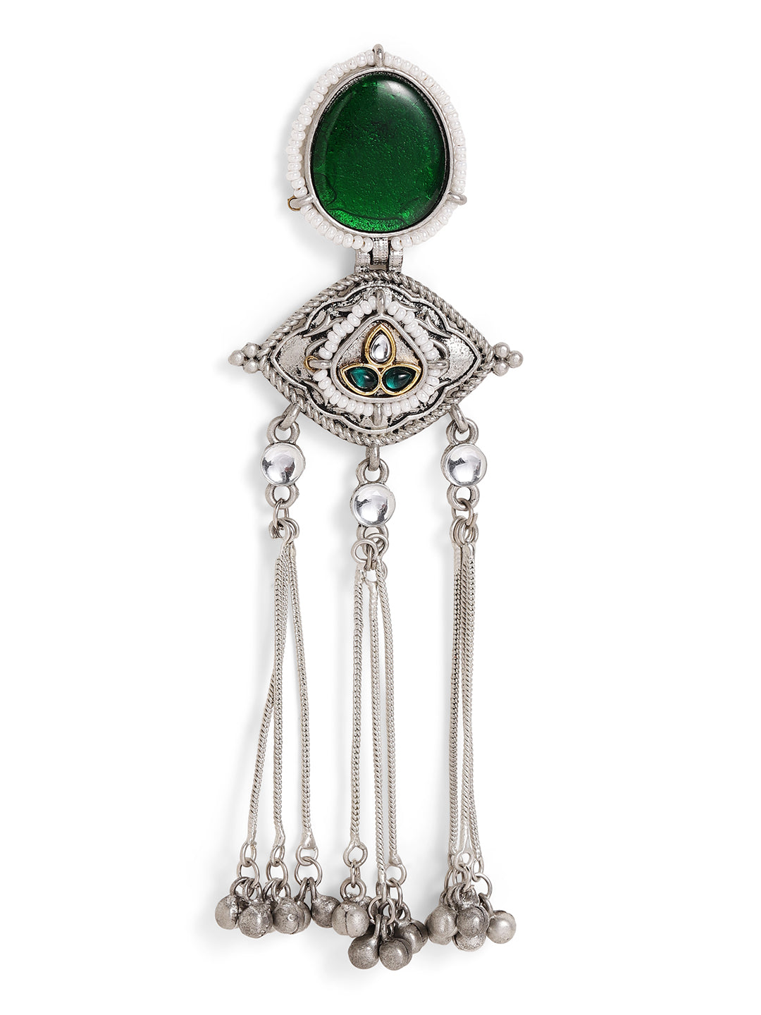 Priyaasi Silver Plated Oxidized Dangle Earrings