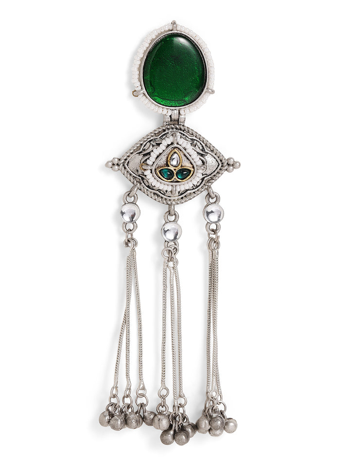 Priyaasi Silver Plated Oxidized Dangle Earrings
