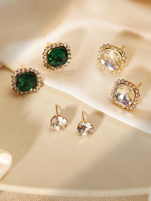 Priyaasi Silver Plated Crystal Stud Earrings