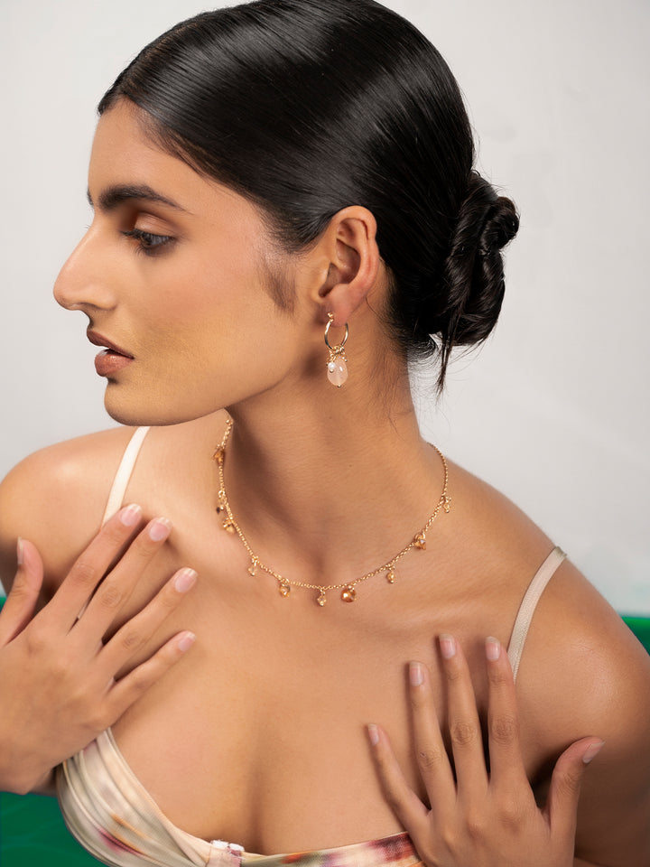 Priyaasi Gold Plated Brass-solid Drop Earrings