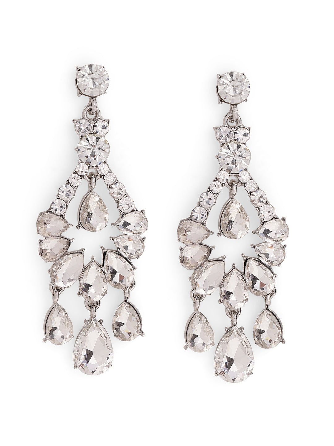 Priyaasi Silver Plated Crystal Drop Earrings