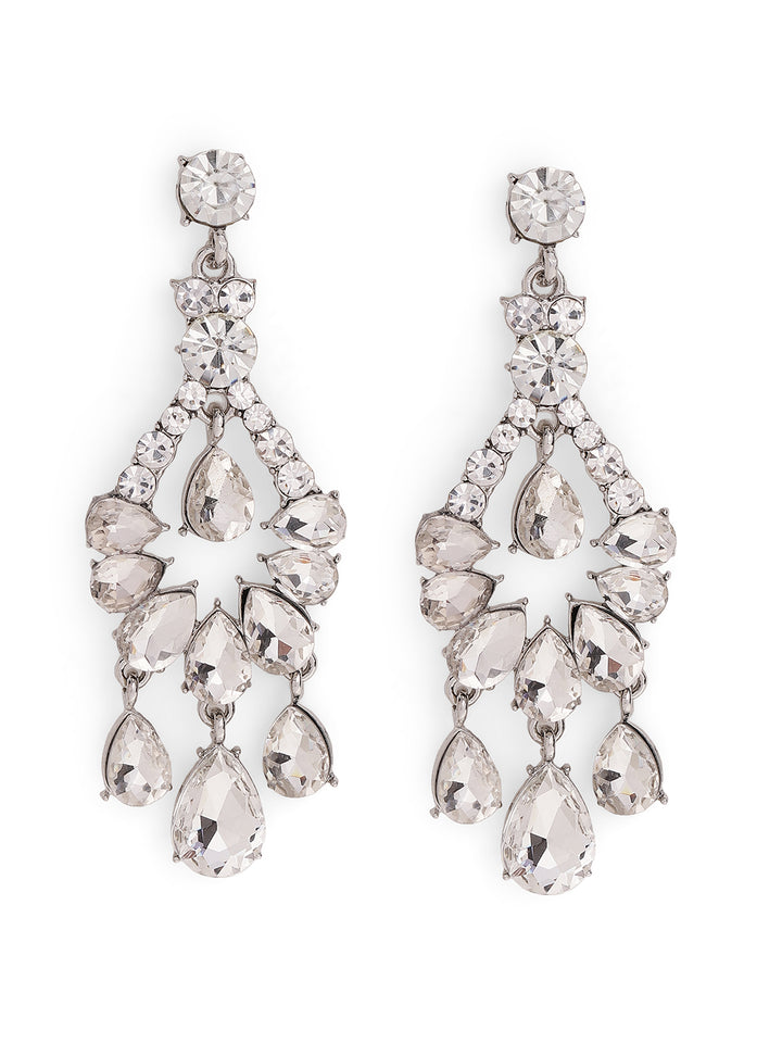 Priyaasi Silver Plated Crystal Drop Earrings