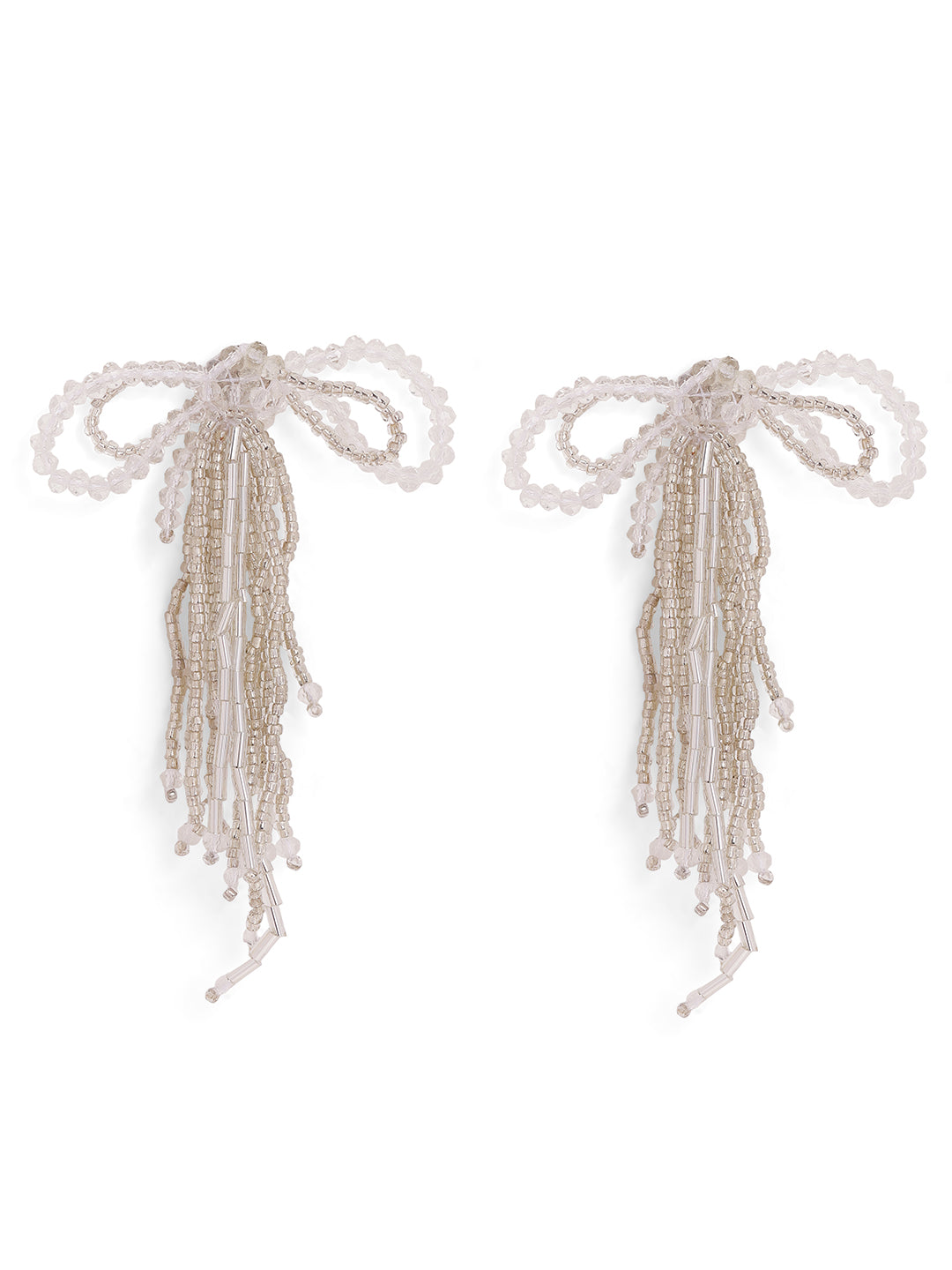 Priyaasi Silver Plated Beaded Drop Earrings