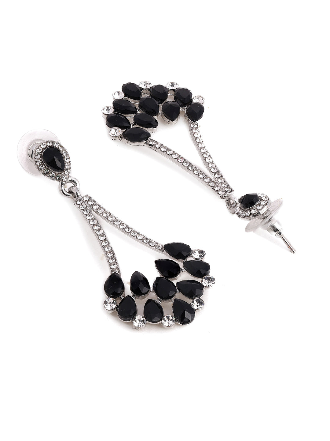 Priyaasi Silver Crystal Drop Earrings