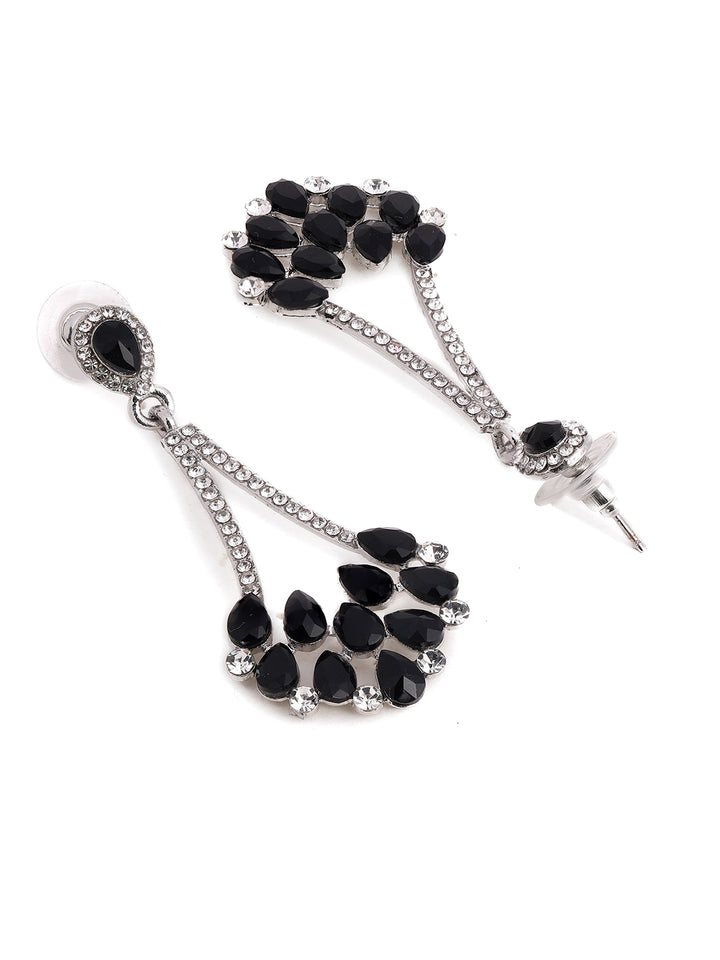 Priyaasi Silver Crystal Drop Earrings