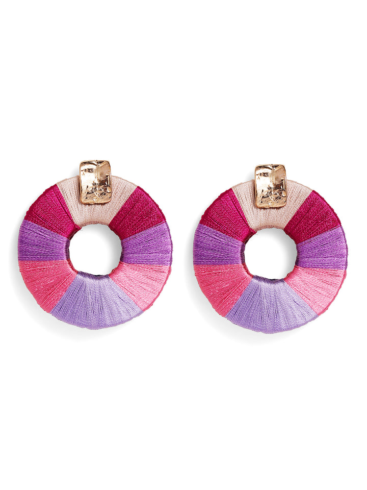 Priyaasi Pink Beaded Drop Earrings