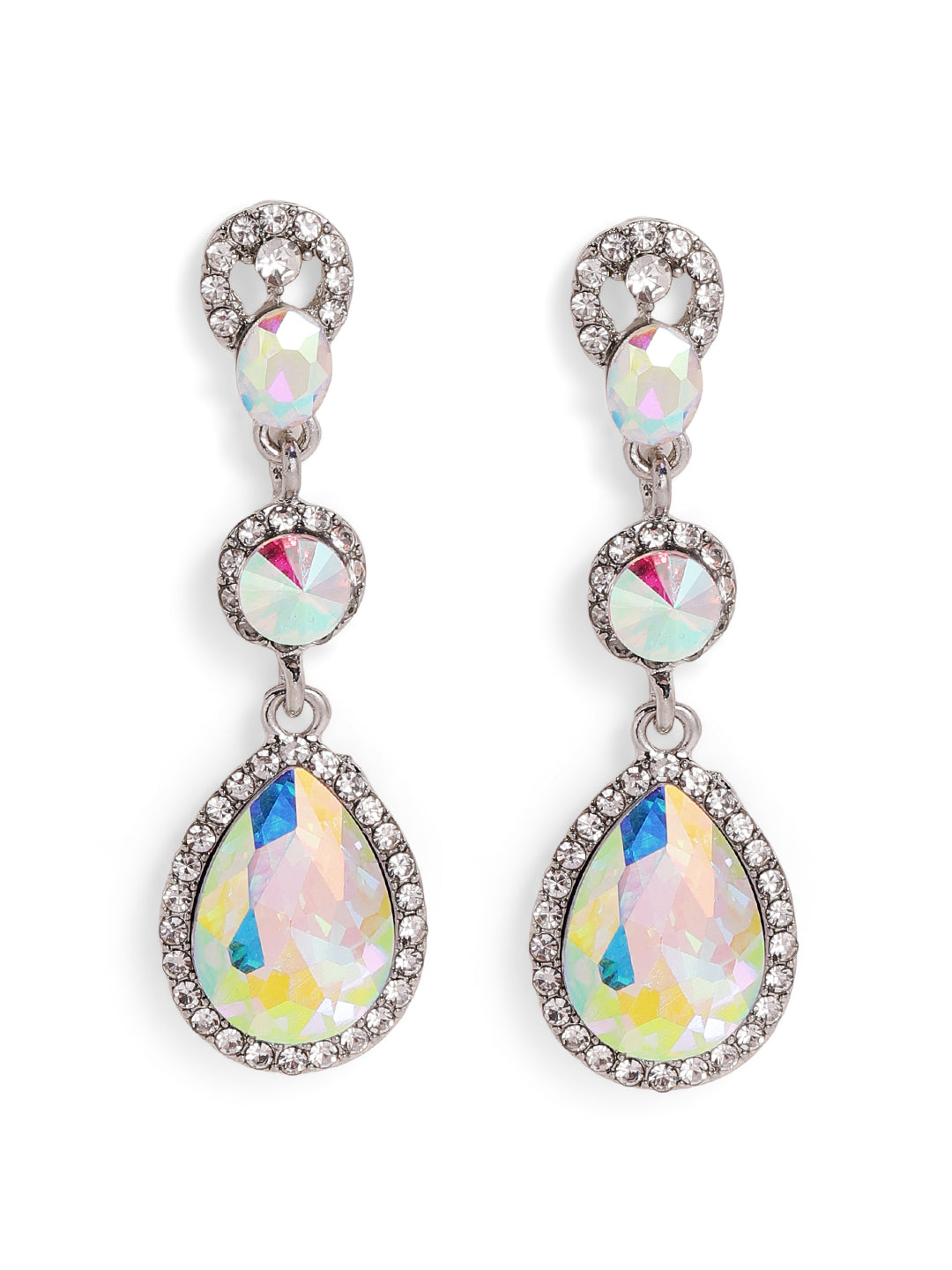 Priyaasi Silver Plated Crystal Drop Earrings