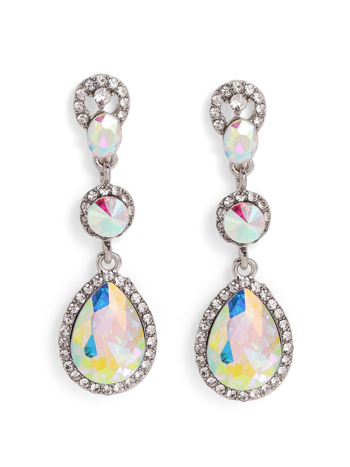 Priyaasi Silver Plated Crystal Drop Earrings