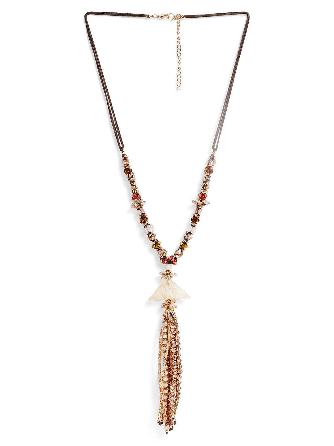 Priyaasi Gold Plated Brown Beaded Necklace