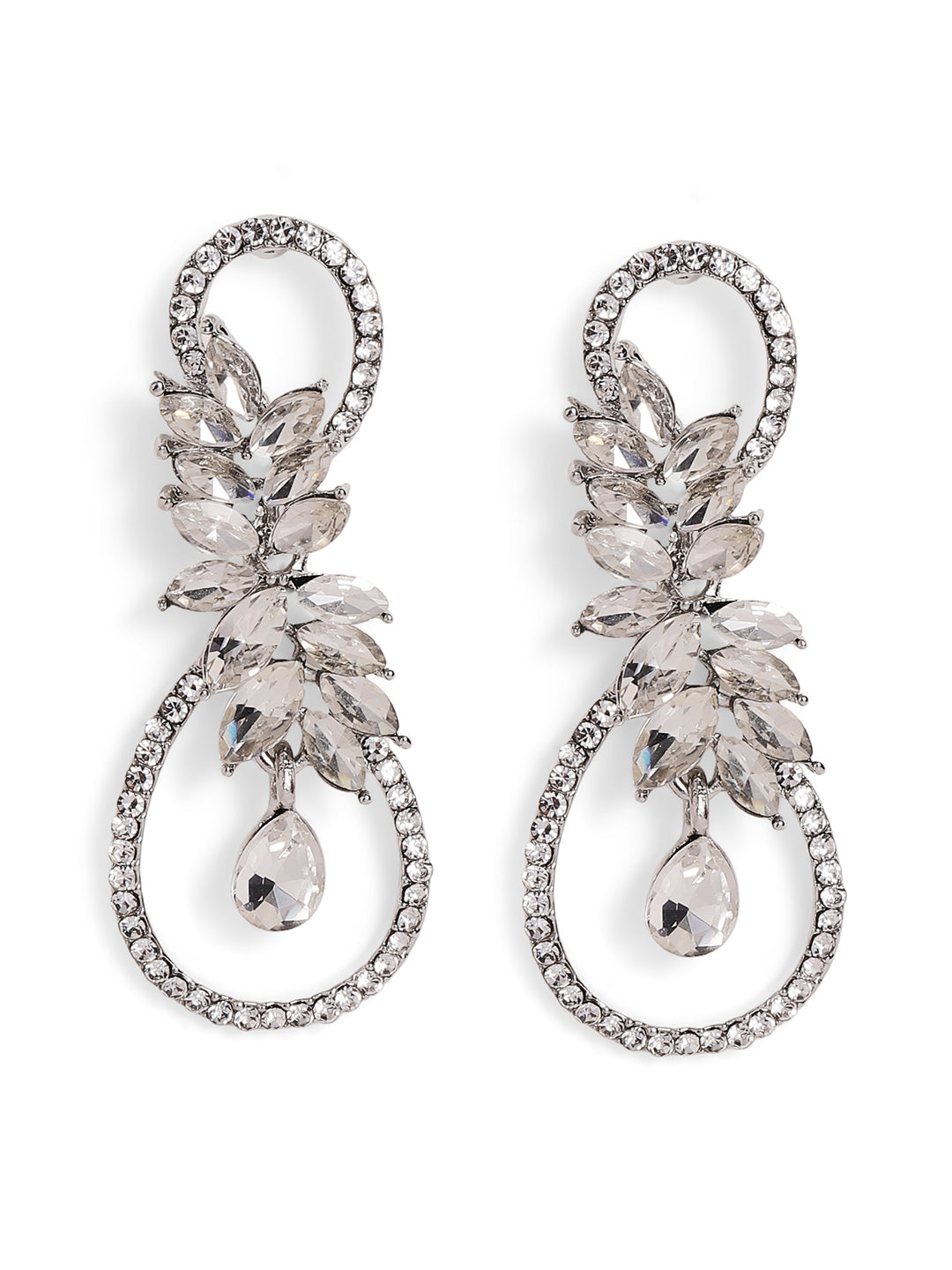Priyaasi Silver Plated Silver Crystal Drop Earrings