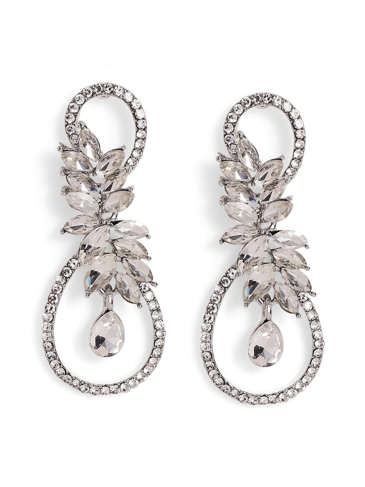Priyaasi Silver Plated Silver Crystal Drop Earrings