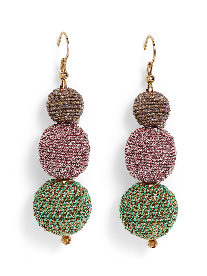 Priyaasi Gold Plated Green Beaded Drop Earrings