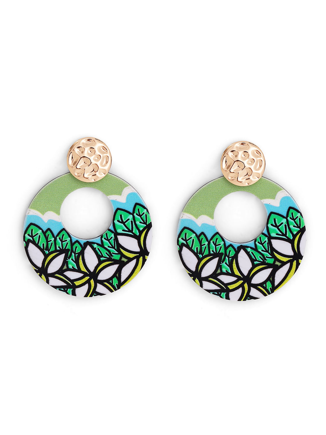 Priyaasi Green Floral Drop Earrings