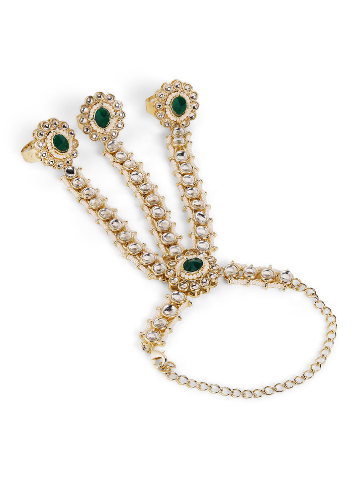 Priyaasi Gold Plated Kundan Hathphool