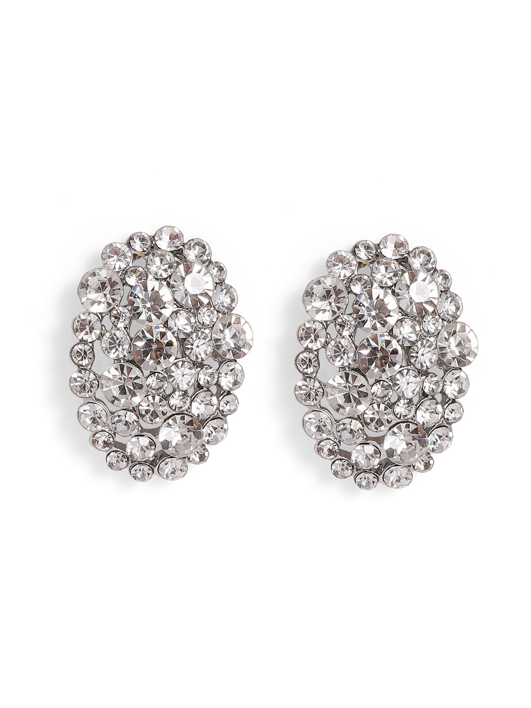 Priyaasi Silver Plated Crystal Stud Earrings