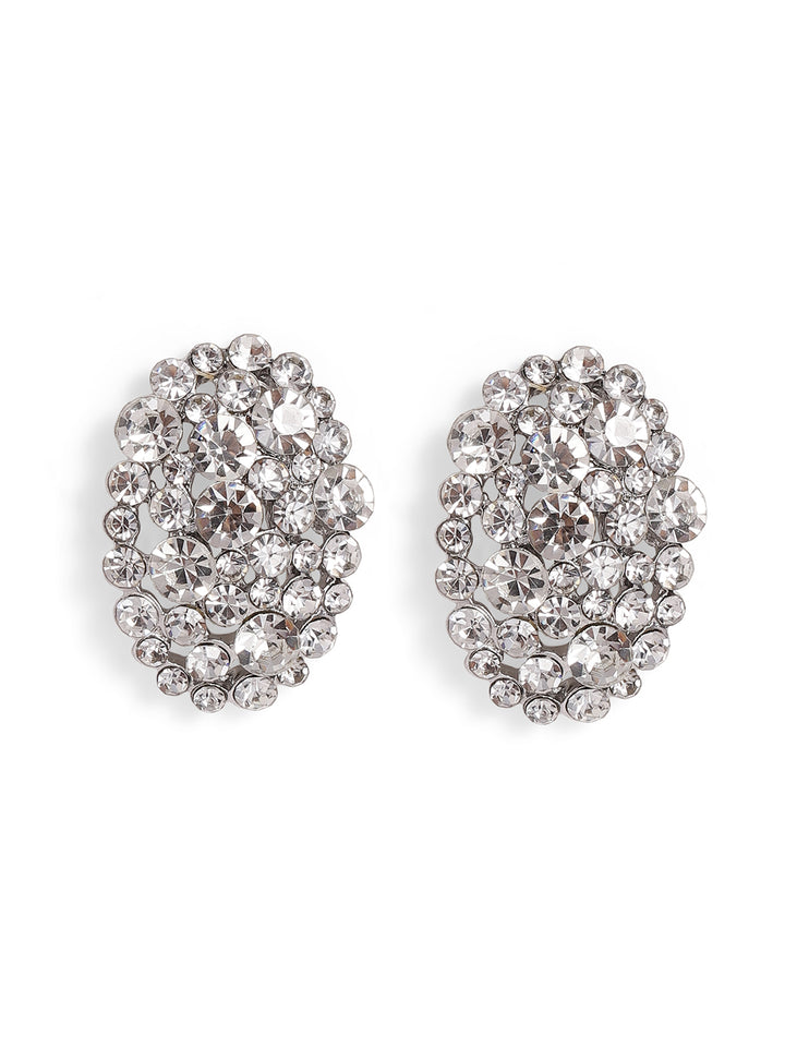 Priyaasi Silver Plated Crystal Stud Earrings