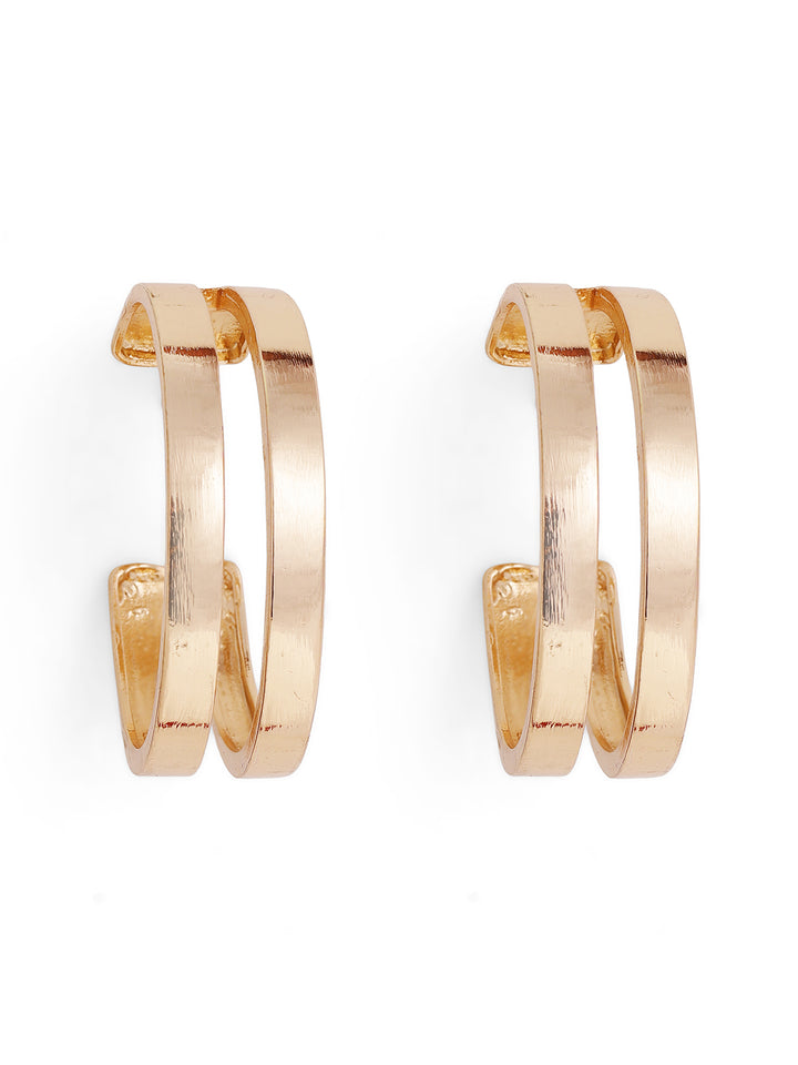 Priyaasi Gold Plated Brass-solid Hoops Earrings