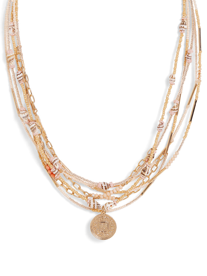 Priyaasi gold plated multi colored multi layer beaded necklace