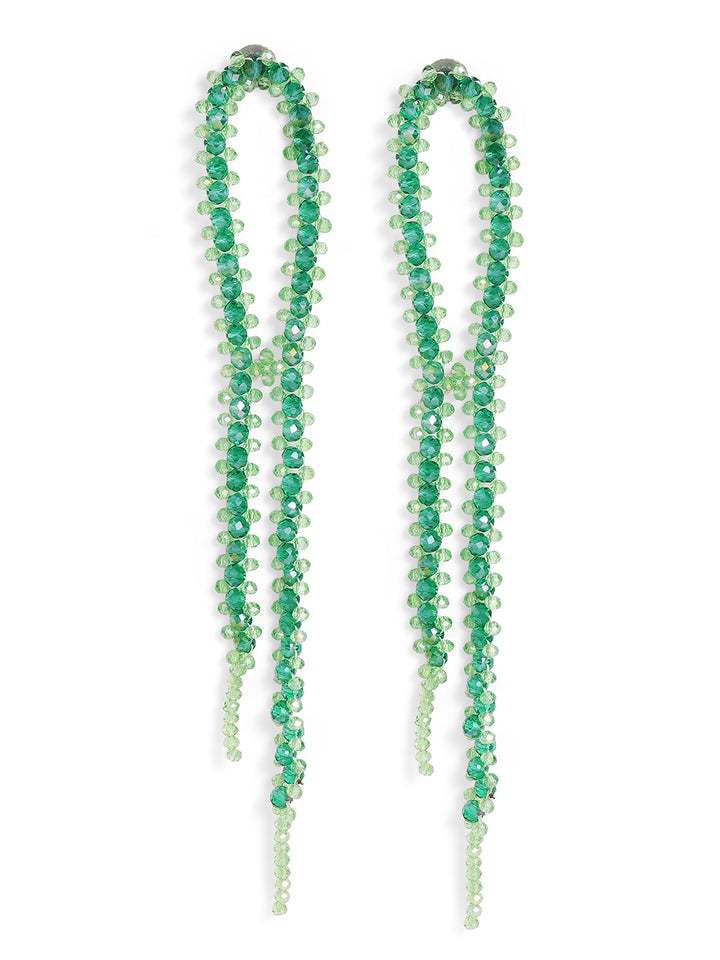 Priyaasi Green Beaded Dangle Earrings