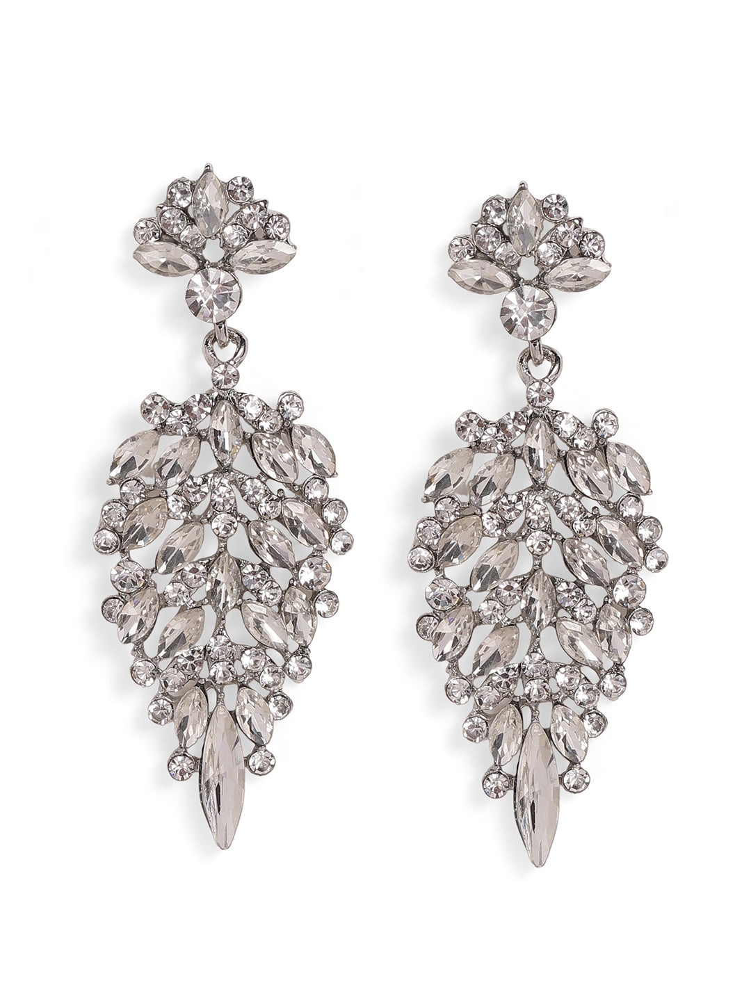 Priyaasi Silver Plated Crystal Drop Earrings