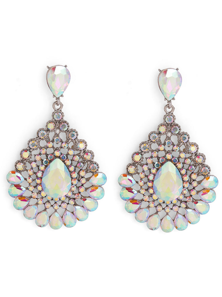 Priyaasi Silver Crystal Drop Earrings