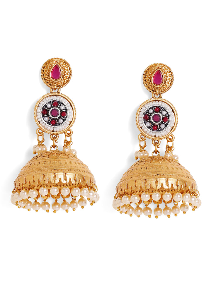 Priyaasi Gold Plated Kundan Jhumka Earrings