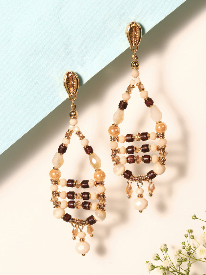 Priyaasi Gold Plated Beaded Drop Earrings