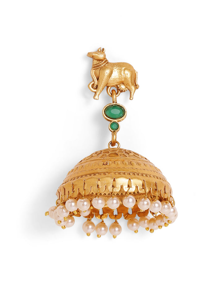 Priyaasi Gold Plated Temple Drop Earrings