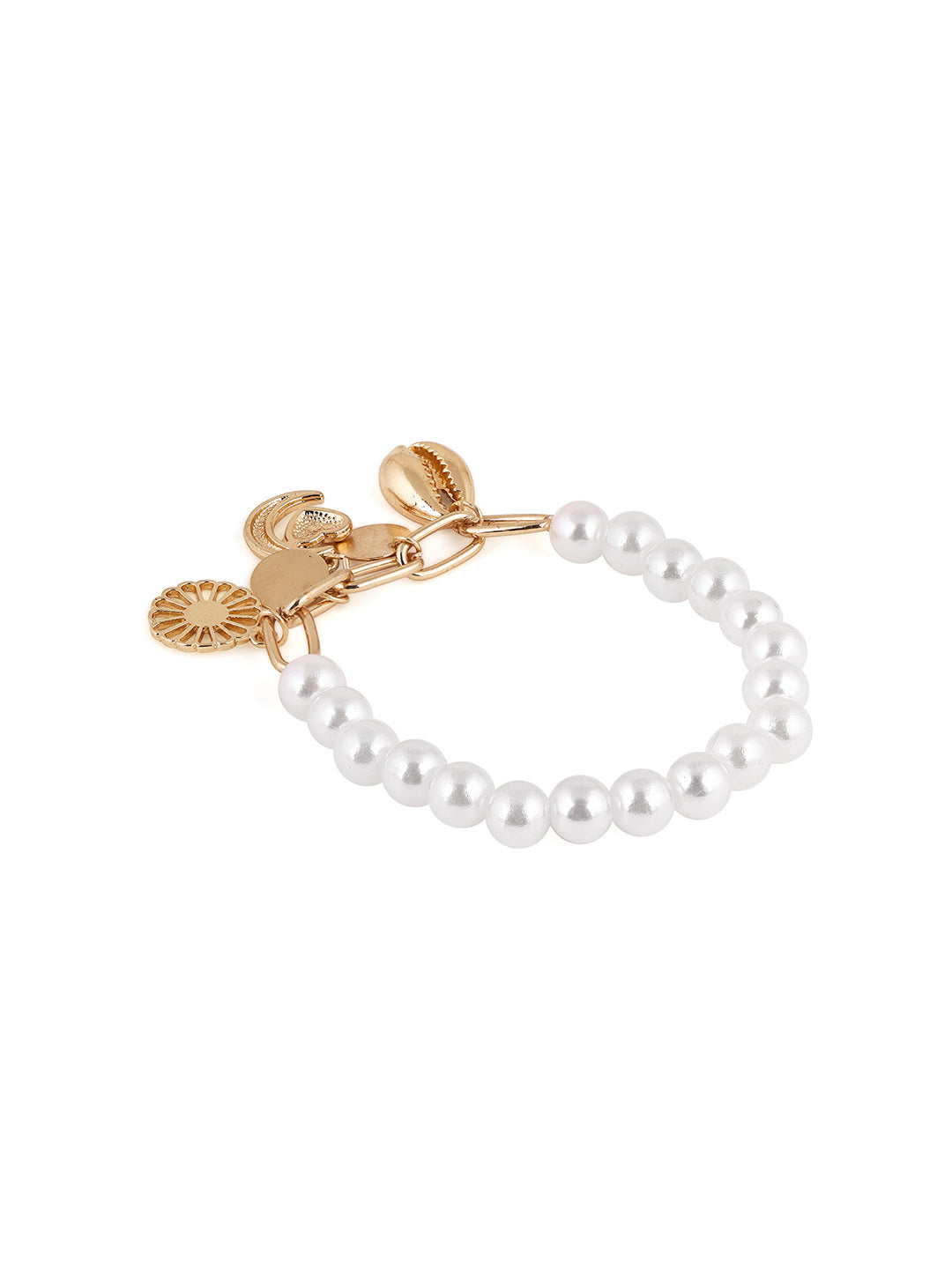 Priyaasi Gold Plated Pearl Contemporary Bracelet