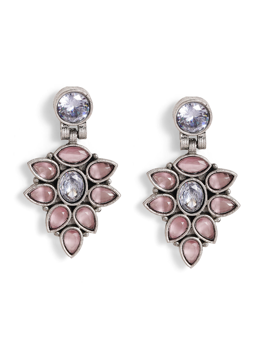 Priyaasi Silver Plated Crystal Drop Earrings