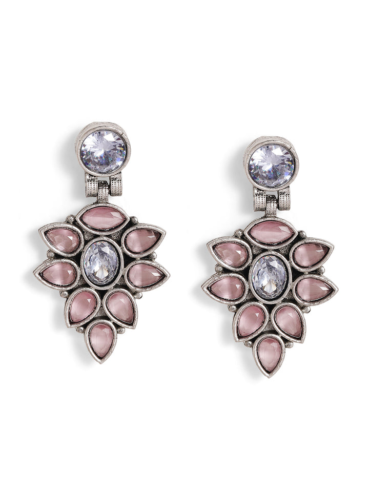 Priyaasi Silver Plated Crystal Drop Earrings