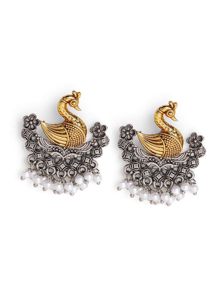 Priyaasi Silver Plated Oxidized Stud Earrings