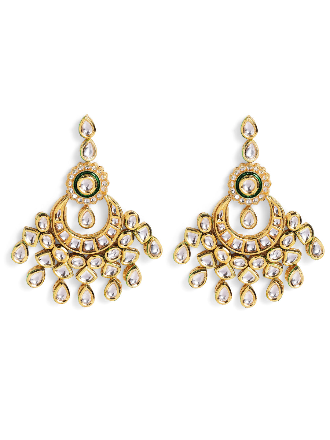 Priyaasi Gold Plated Kundan Chandbali Earrings