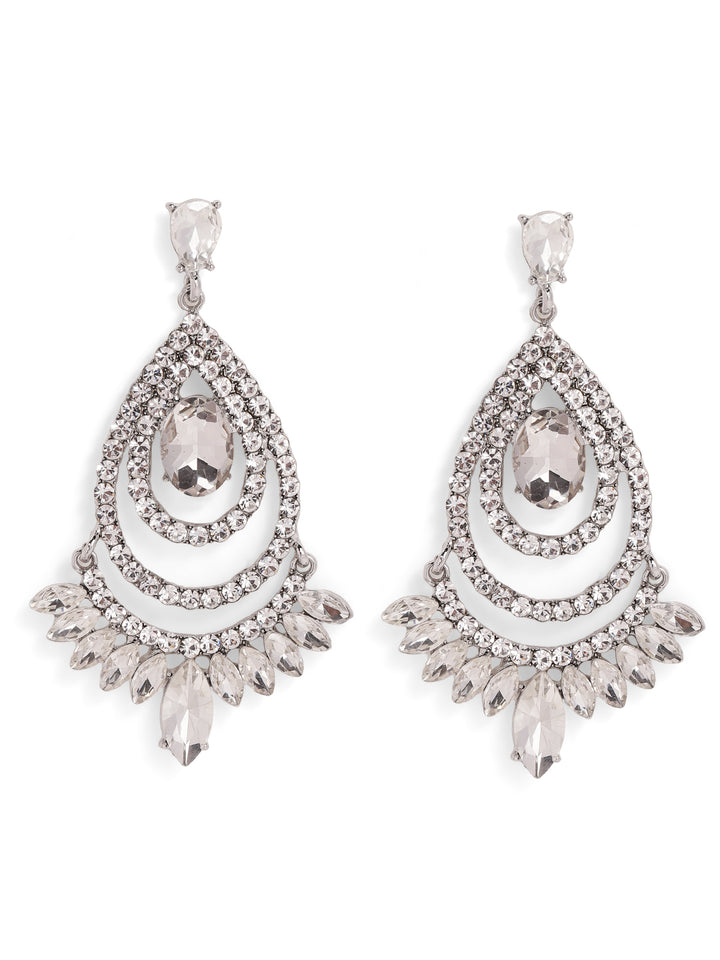 Priyaasi Silver Plated Crystal Drop Earrings