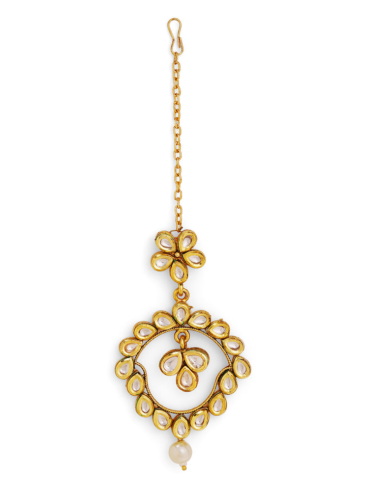 Priyaasi Gold Plated Kundan Chandbali Mangtika