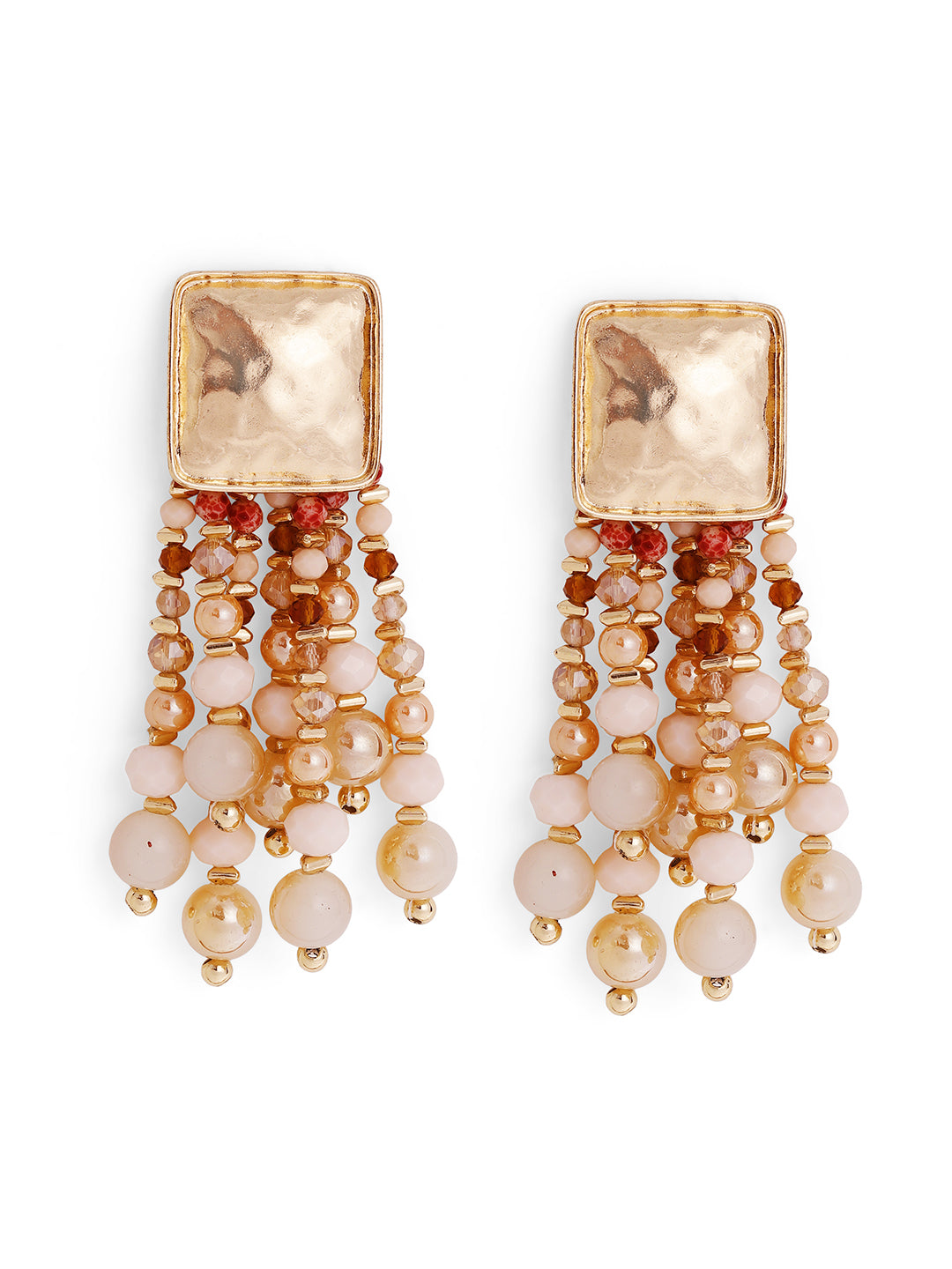 Priyaasi Gold Plated Beaded Drop Earrings