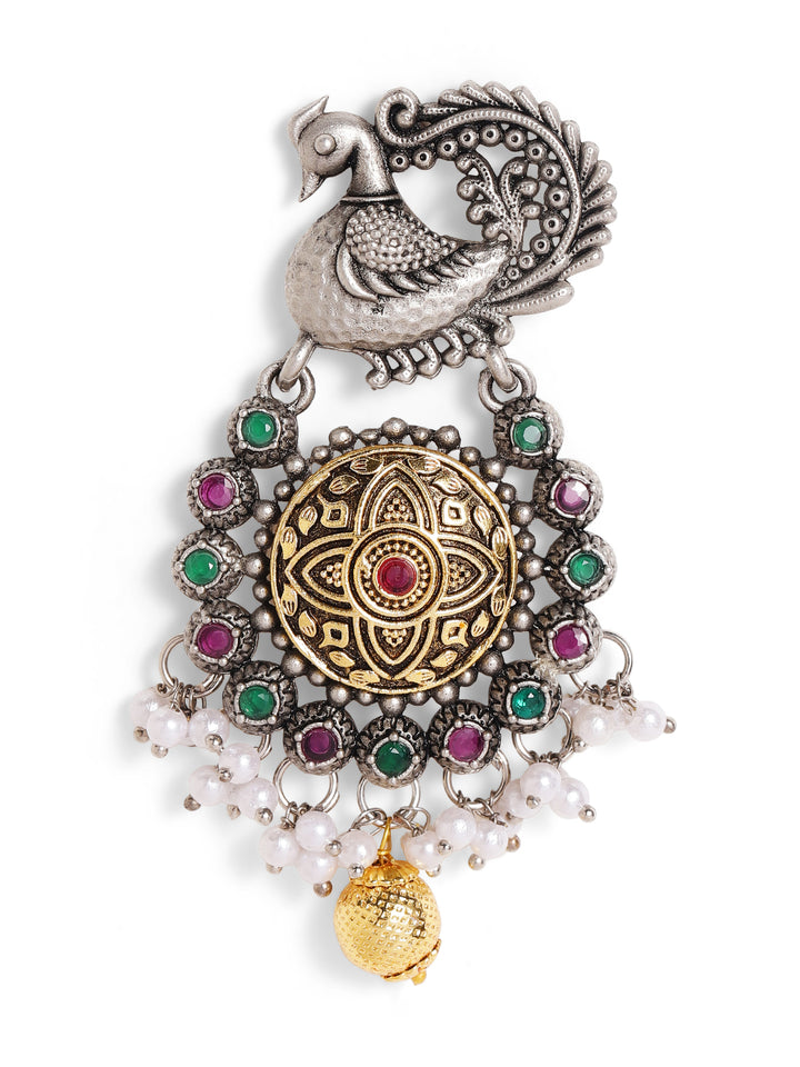 Priyaasi Silver Plated Oxidized Drop Earrings