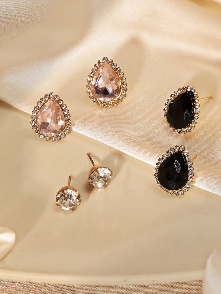 Priyaasi Silver Plated Crystal Stud Earrings