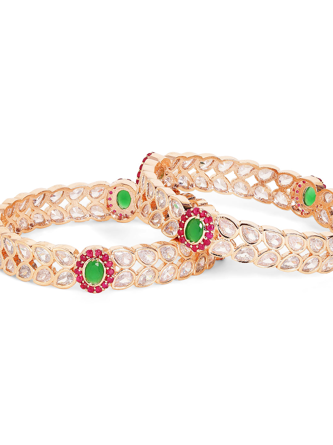 Priyaasi Gold Plated Multi-Color Emarld Bangles