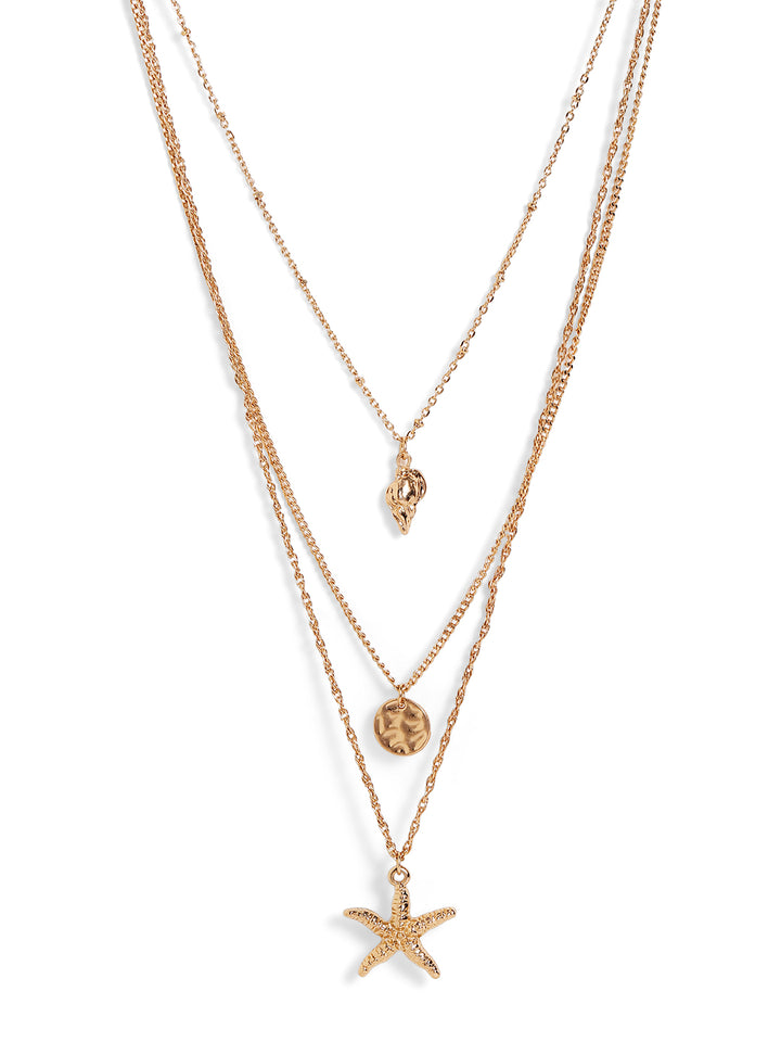 Priyaasi gold plated gold color 07 layer beaded necklace