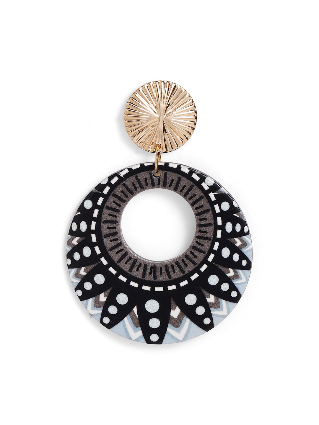 Priyaasi Black Floral Drop Earrings