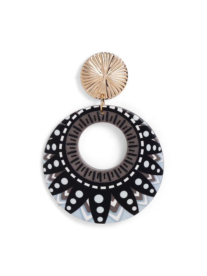 Priyaasi Black Floral Drop Earrings