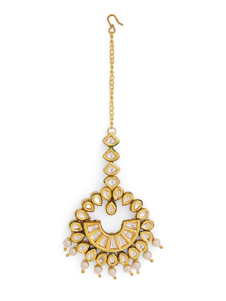 Priyaasi Gold Plated Kundan Chandbali Mangtika