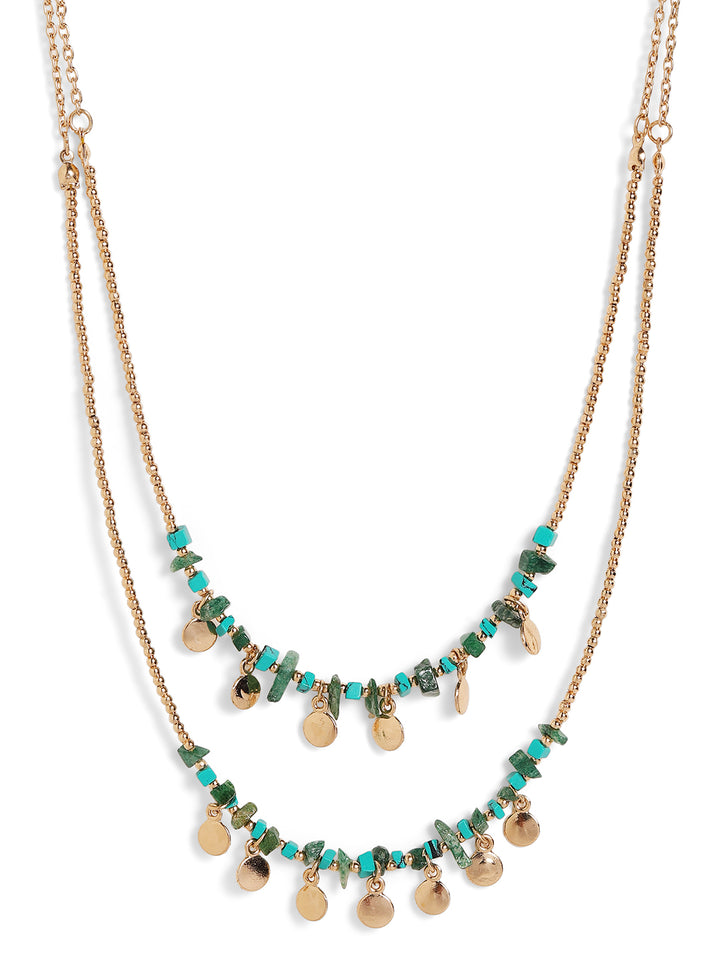Priyaasi gold plated multi color 5 layer beaded necklace