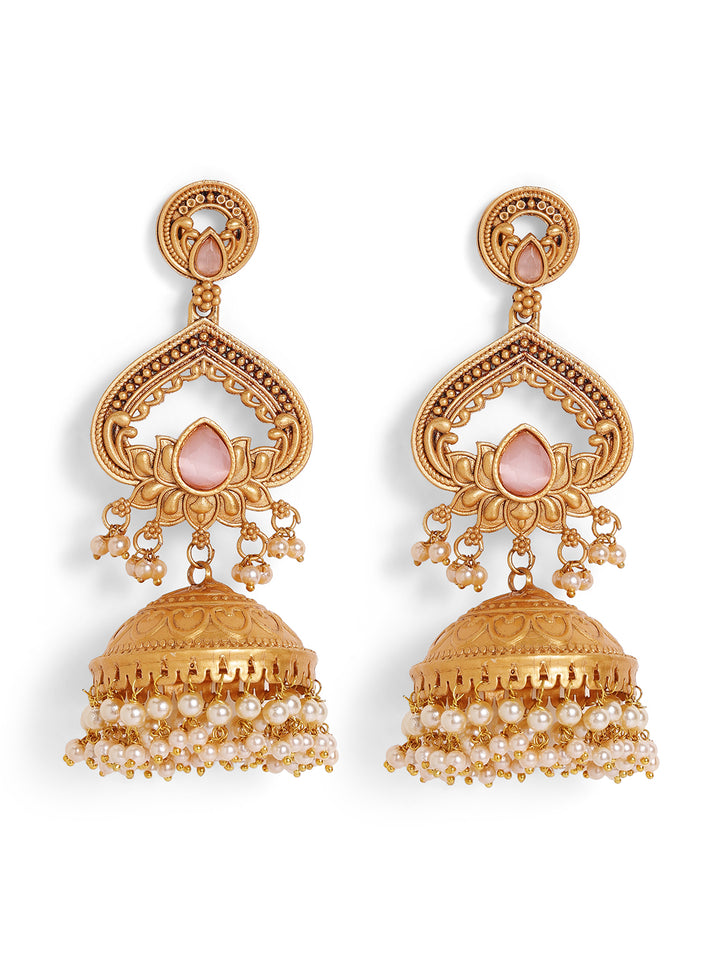 Priyaasi Gold Plated Temple Jhumka Earrings