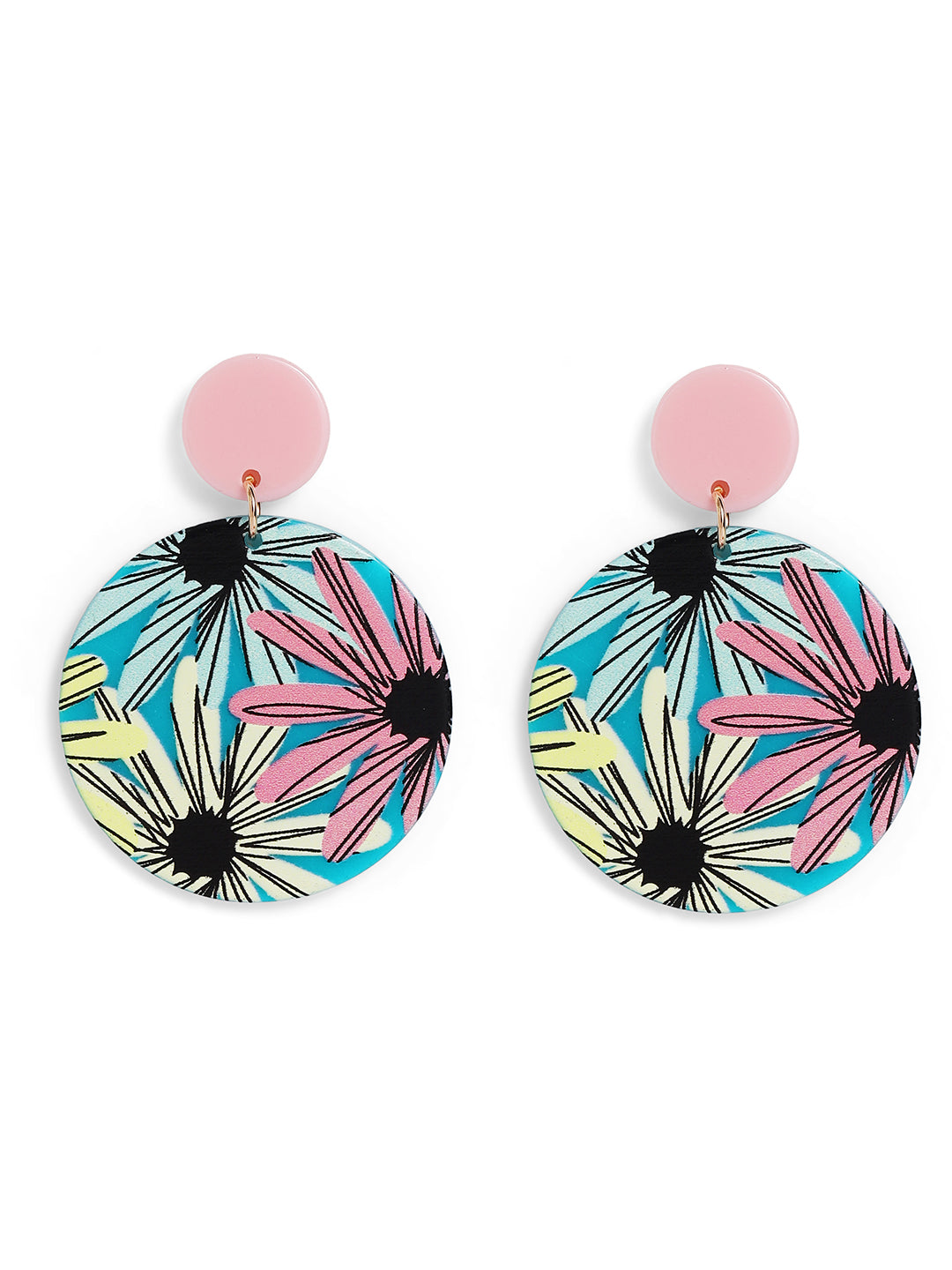 Priyaasi Pink Floral Drop Earrings