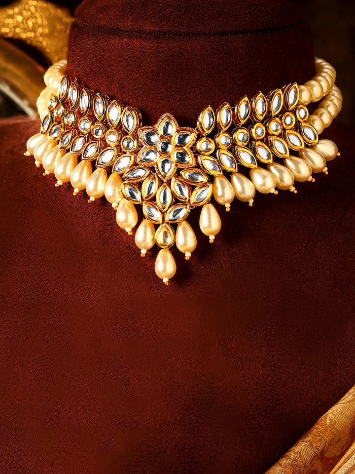 Priyaasi Gold Plated Kundan Drop Jewellery Set