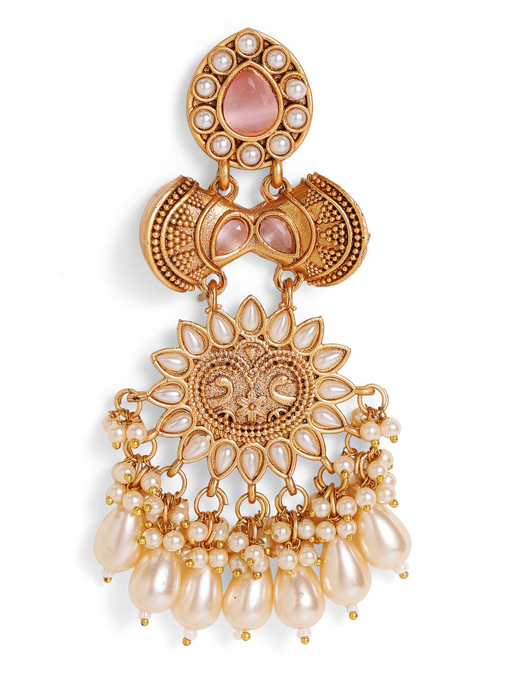 Priyaasi Gold Plated Kundan Drop Earrings