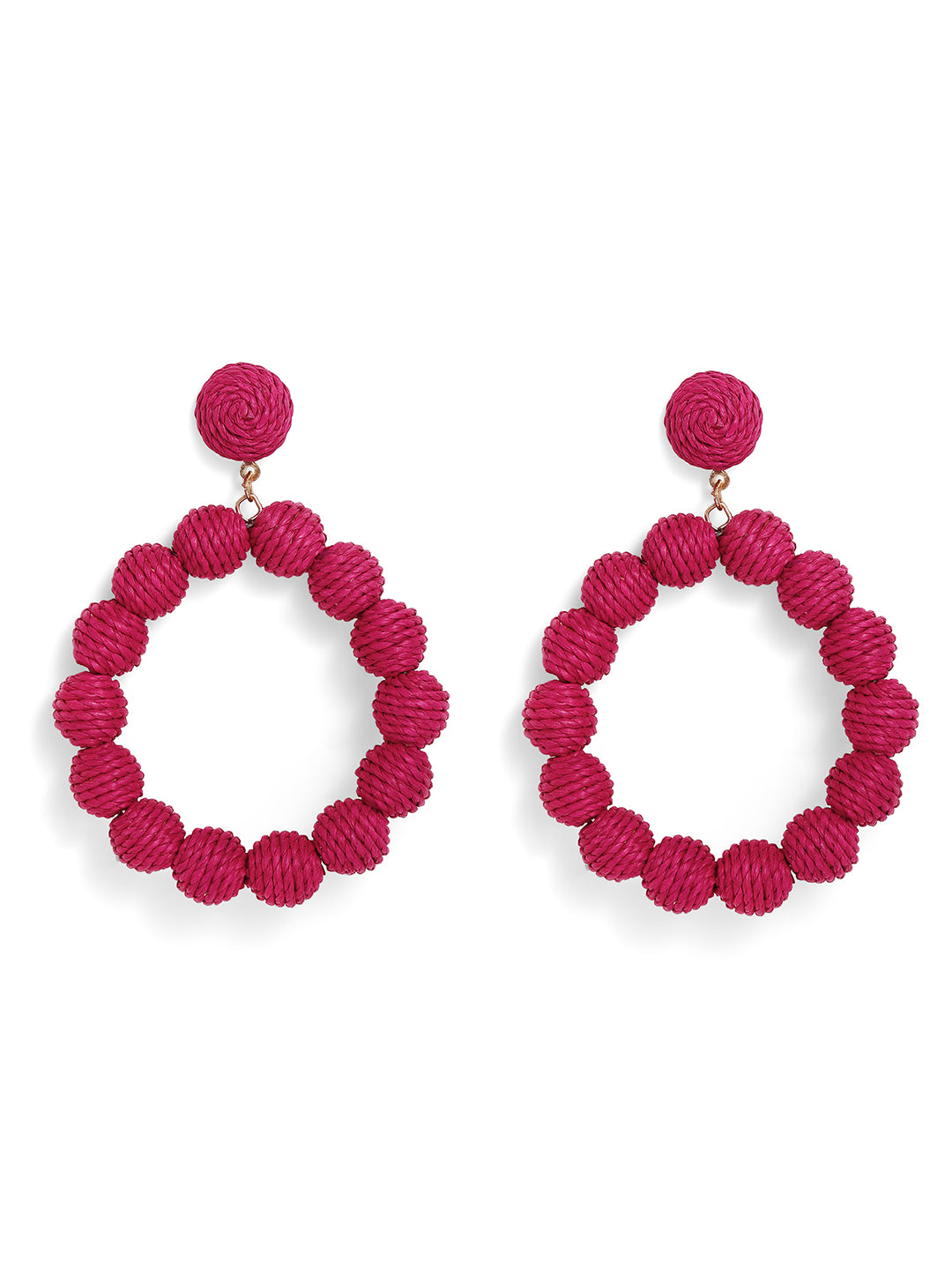 Priyaasi Gold Plated Maroon Beaded Drop Earrings