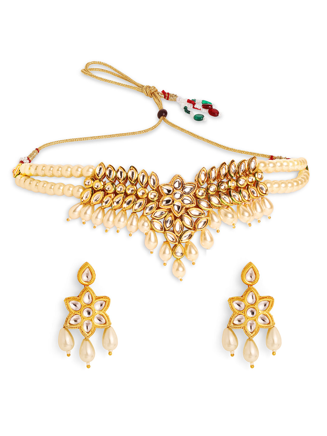 Priyaasi Gold Plated Kundan Drop Jewellery Set